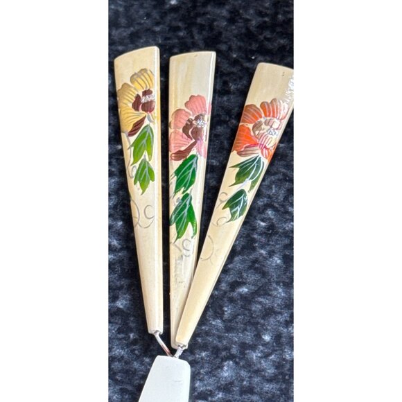 Vtg Japanese Kanzashi Hair Stick White Painted 3 \